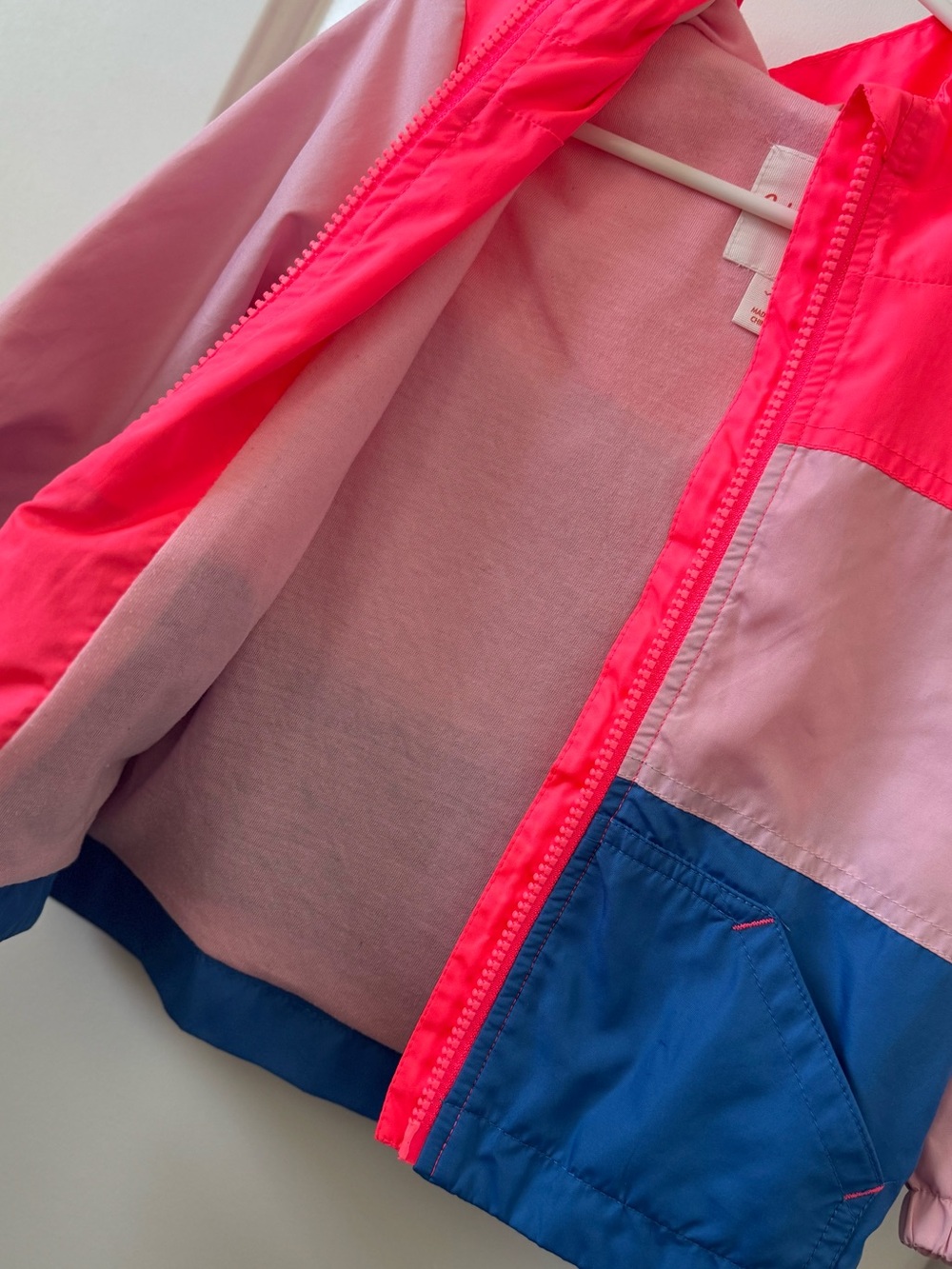 Cat & Jack Girl’s 2T Jacket Hooded Windbreaker Colorblock Pink & Blue - Picture 5 of 7